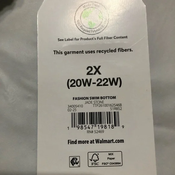 NWT Time and Tru Women’s Plus Mid-Rise Cheeky Green Gingham Bikini Bottom 2X - Picture 6 of 9